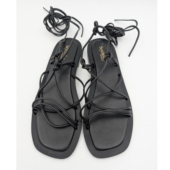 Seychelles Lilac Two Ankle Wrap Flat Sandal Women's Black Size US11 EU42 - Picture 4 of 11